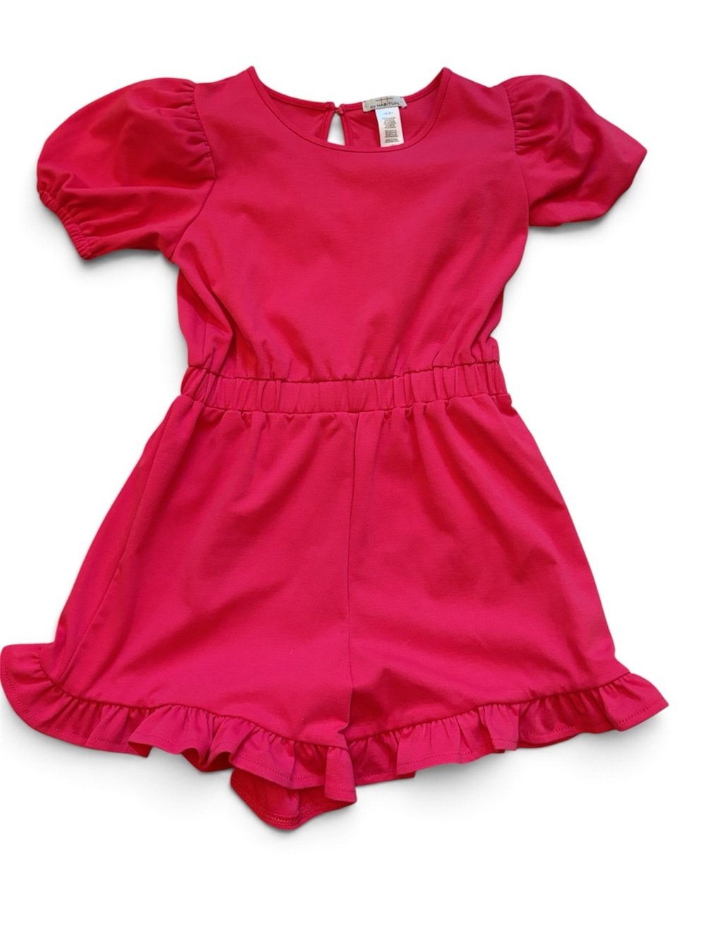 NWT Habitual Girls Raspberry Ruffle Hem Romper - Elastic Waist Short Sleeve
